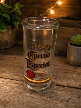 Cuervo Especial Branded Clear Glass with Gold & Red Accents